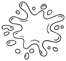 Fototapeta premium Cartoon splat of water or ink with drips isolated graphic line art element