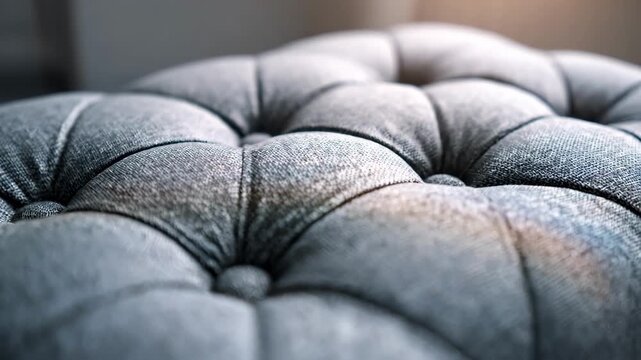 Close medium shot of temperatureregulating upholstery material adapting to body heat enhancing relaxation on a modern sofa.
