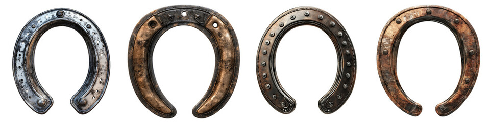 Horseshoe &ndash; A metal shoe placed on the hooves of horses often used in western riding. Isolated on Clear White Background Highly Detailed