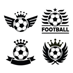Championship Soccer Symbols Crowned Football and Winner Wreath Graphics
