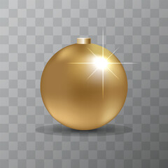 Realistic gold glass ball isolated on transparent background. Vector
