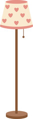 Cute Floor Lamp with Pink Hearts Pattern Illustration for Cozy Home Decor