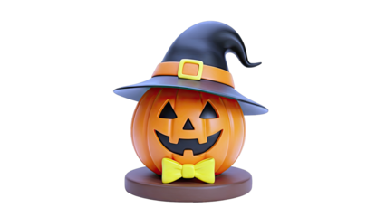 Cute Jack-o'-lantern with Witch Hat and Bow Tie
