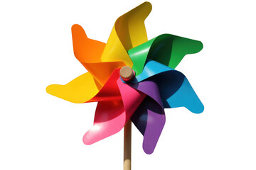 Colorful plastic pinwheel on stick isolated on a transparent background