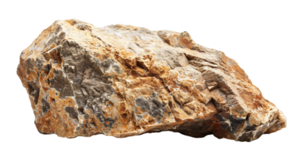 Large rugged rock with natural details isolated on a white background