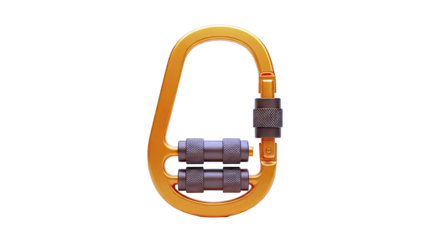 Orange Carabiner with Double Locking Mechanism