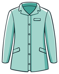 Light Blue Doctor's Lab Coat with Buttons and Pockets Flat Illustration