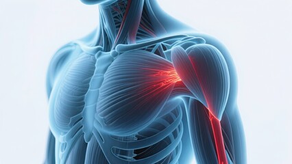 Shoulder Pain Anatomy Illustration, Joint Injury Concept, Digital X-ray.