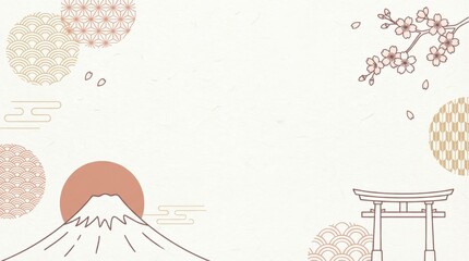 Obraz premium Cultural celebration of cherry blossoms and mount fuji japan graphic design minimalist style aesthetic viewpoint nature and tradition combined