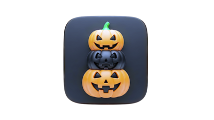 Three Jack-o'-lanterns Stacked