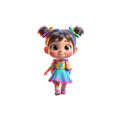 Cute girl with backpack and pigtails