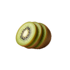 Sliced kiwi fruit stacked on Transparent Background