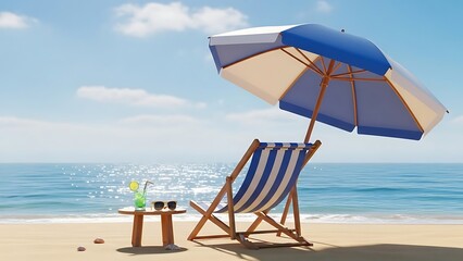 beach chair and umbrella