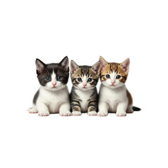 Three cute kittens sitting in a row