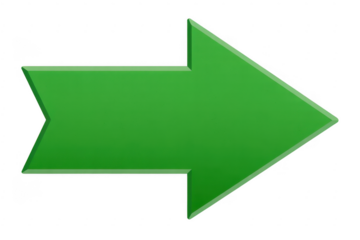 Green arrow pointing right right arrow isolated on a transparent background