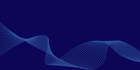 abstract glowing light blue wave on dark blue background vector illustration