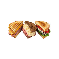 Grilled gourmet sandwiches with fillings