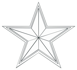 Obraz premium Simple outline star with linear details, graphic five-pointed emblem or design element