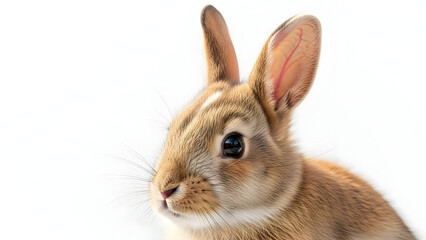 Obraz premium Cute brown rabbit with long ears close-up portrait vector illustration flat design