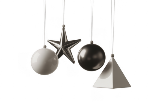 Hanging Christmas ornaments hanging ornaments holiday decorations isolated on a transparent background - Powered by Adobe