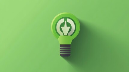 Green lightbulb with recycling symbol against a matching green background