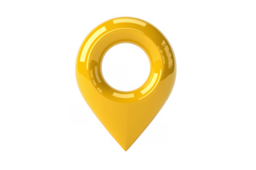 Orange map pin with glossy finish location isolated on a transparent background