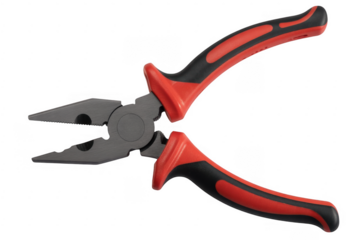 Red and black pliers tool hand tool isolated on a transparent background