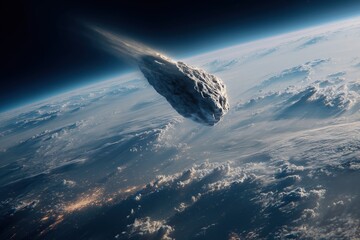 A huge meteorite heading for Earth, seen from space.
