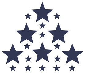 Fototapeta premium Dark blue stars arranged in a pyramid formation on a white background