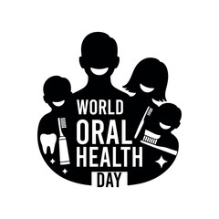 World Oral Health Day Black Minimal Dental Awareness on White Background.