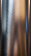 Close-up of a brushed metal surface with visible scratches and reflections, showcasing industrial texture.