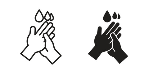 Obraz premium Handwashing icons in black glyph and liner versions for design.