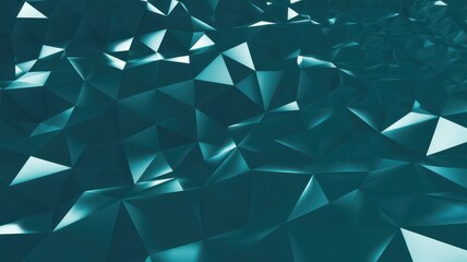 Abstract low poly geometric background with teal blue surface texture