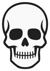 Fototapeta premium Bold depiction of a human skull in a vector graphic for a skeleton or death symbol representation on a plain background