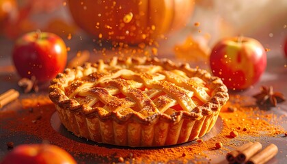 Delicious Apple Pie with Cinnamon and Fresh Apples.