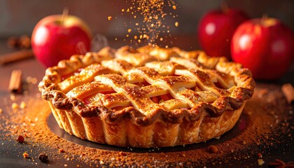 Delicious Apple Pie with Cinnamon Sprinkles and Fresh Apples.