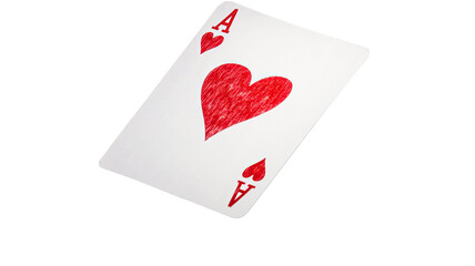 Obraz premium Four aces including the red ace of hearts and black ace of spades are isolated on a black background for a casino gambling game of poker in Vegas to win a bet by luck and chance