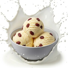 Creamy vanilla ice cream with raisins