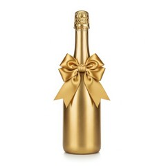 Golden champagne bottle with bow
