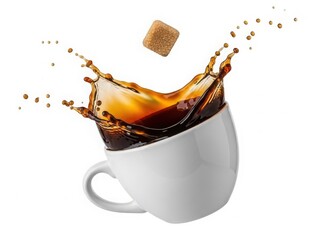 Coffee splash with sugar cube