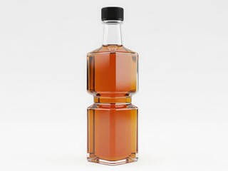 Unique square bottle of amber liquor