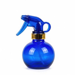 Blue plastic spray bottle with gold cap