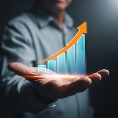 Hand holding growth chart