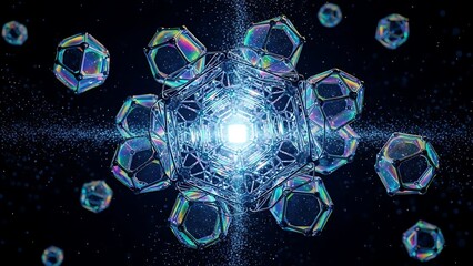 Geometric Crystal Structures With Iridescent Facets