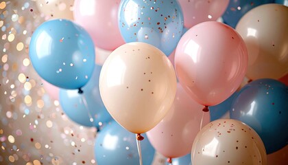 Pastel Balloons Floating in a Festive Celebration Setting.