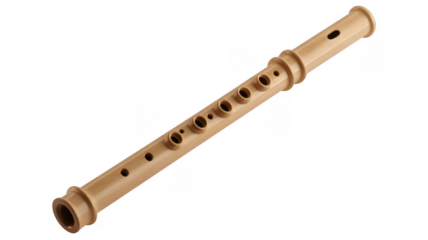 Wooden flute instrument music musical isolated on a transparent background