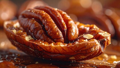 Pecan Nut Close-Up - A Delicious and Nutritious Snack.