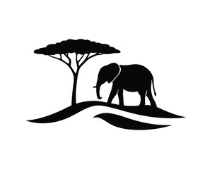 African elephant family, elephant desert silhouettes, elephant safari sunset silhouettes, rainforest river elephant vector design illustaration set collection, african elephant silhouette, © Rasel