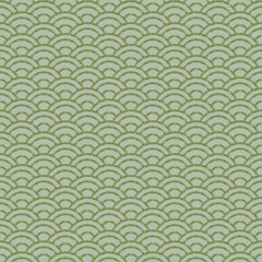 青海波文様  シームレス　手描き　緑