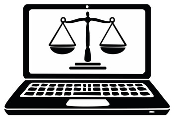 Scales of justice symbol displayed on laptop screen legal concept